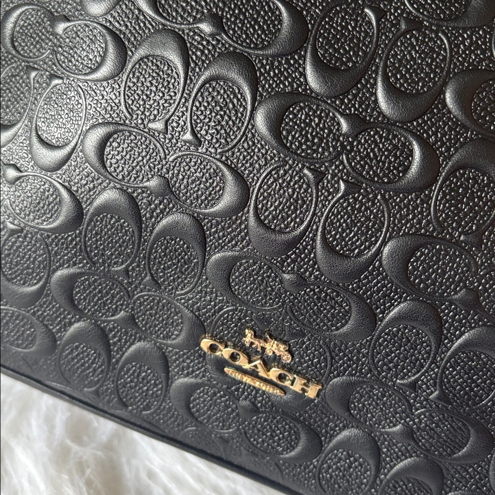 Coach Black Signature Embossed Dome Satchel - Picture 2 of 10